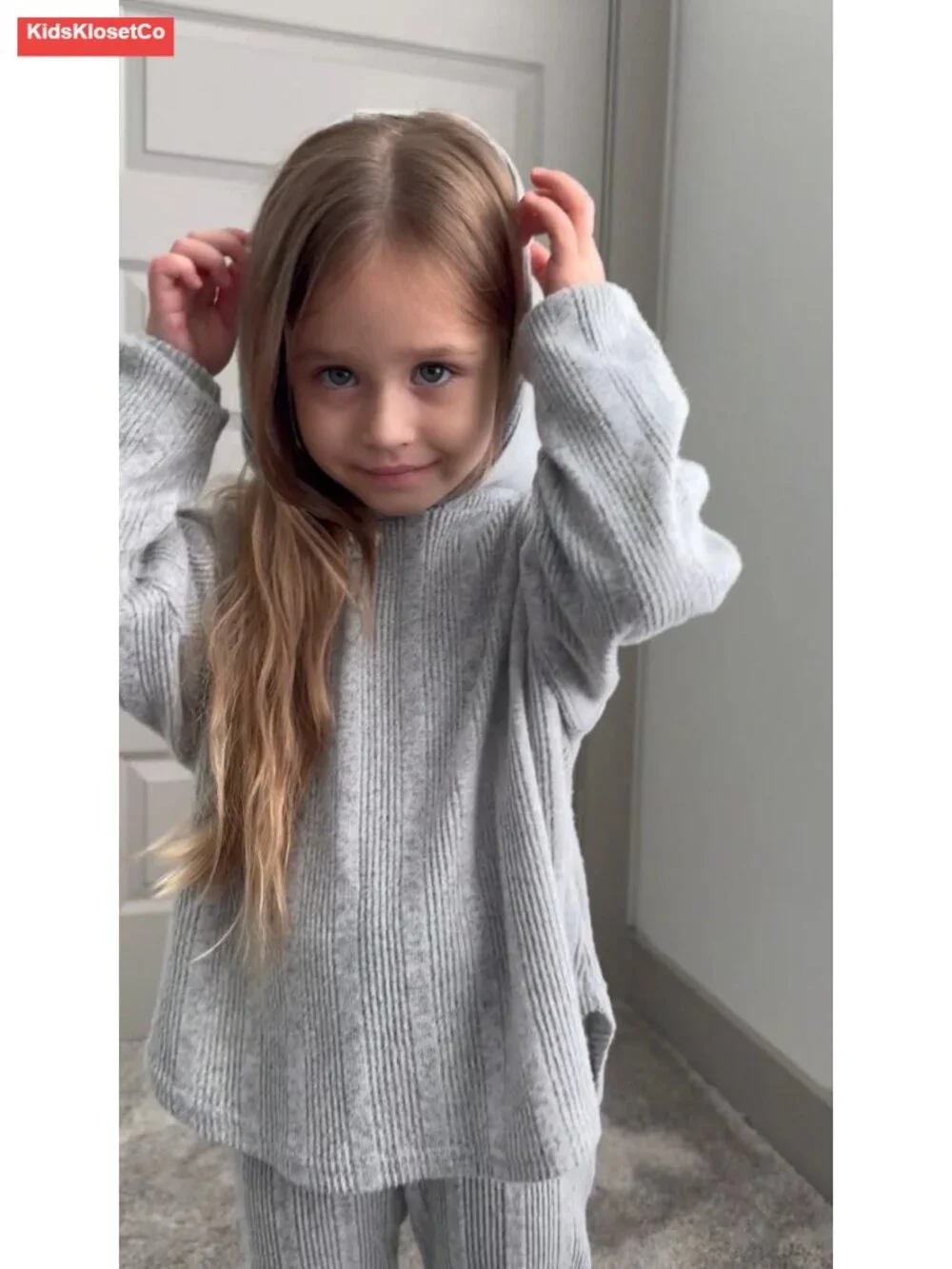 Girls 2-Piece Rib-Knit Sweatsuit Set Pullover & Sweatpants